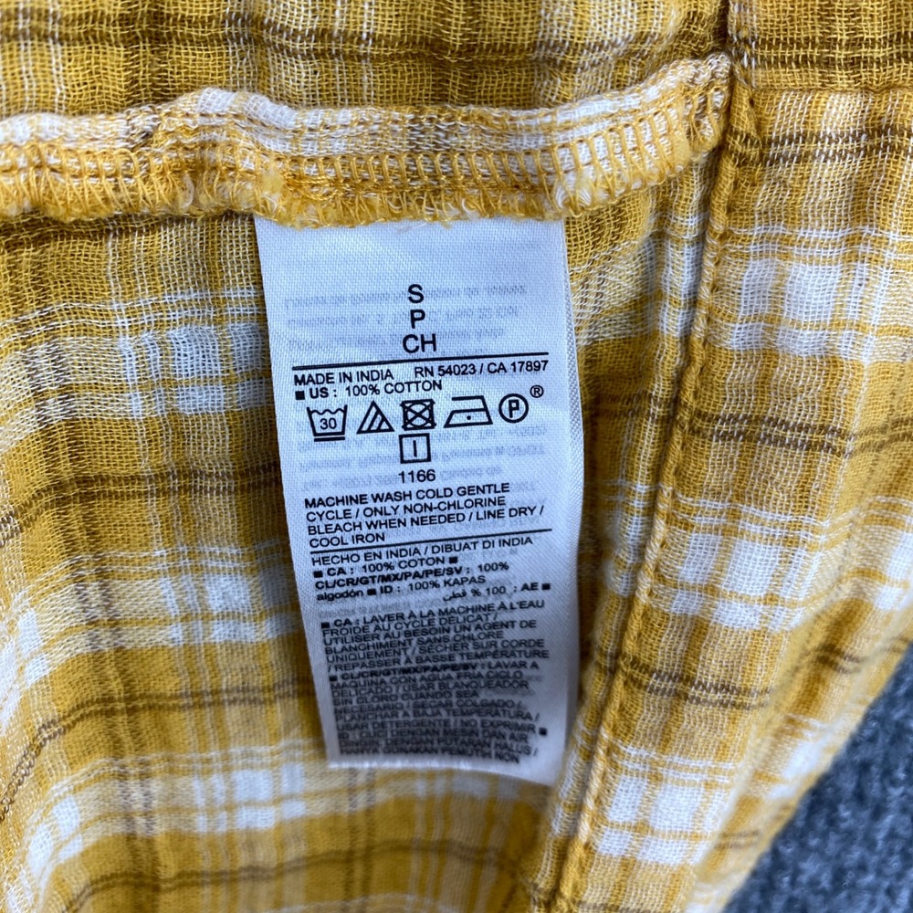 Old Navy Plaid Babydoll Dress Womens S Yellow Flutter Gingham Prairie Cottage - Picture 4 of 8